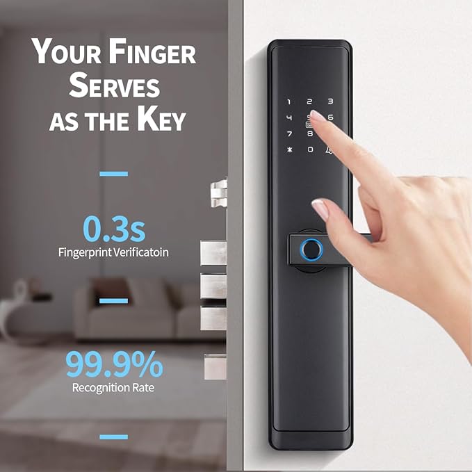 Sophies Keyless Entry Door Lock, Bluetooth Smart Deadbolt Door Lock Works with APP Control Code and Key Support IC Cards Smart Locks for Front Door for Home Hotel Apartment