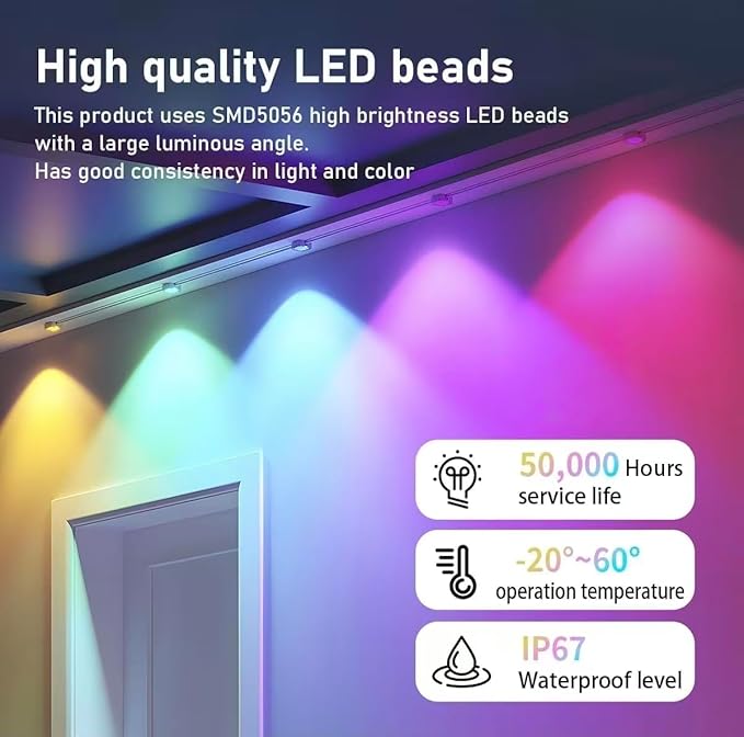 Permanent Outdoor Lights, Smart Outdoor LED String Lights,Christmas Lights RGB Color Changing,Scene Modes, IP67 Waterproof, App Control,Holiday, Party,Christmas Decorations（100FT）