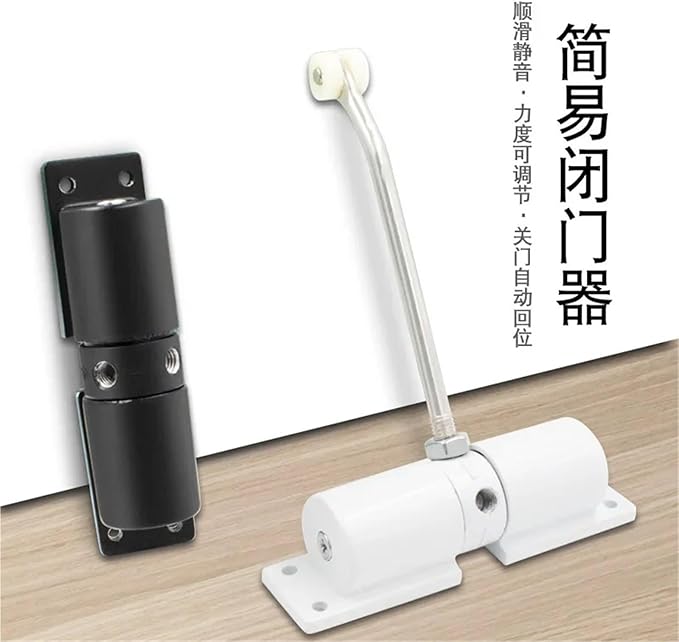 Automatic Adjustable Closer Surface Mounted Automatic Heavy Duty Safety Spring Closer for Interior Exterior Black Door Closer 1Pcs(Black)