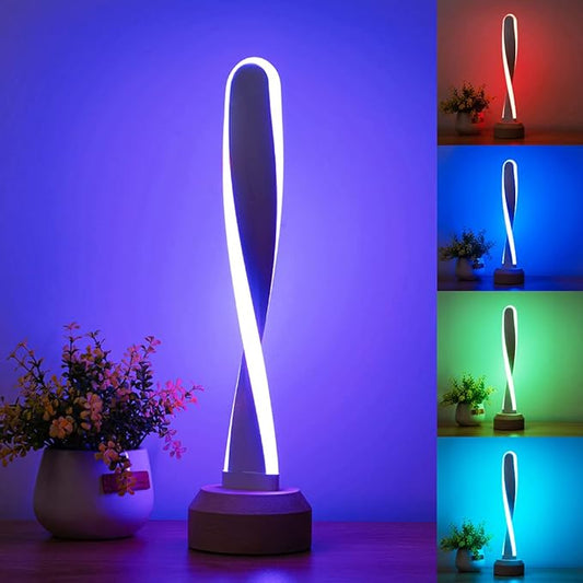 Modern Wooden RGB Table Lamp with 7 Color-Changing Lights, Natural Beech Bedside Lamp for Bedroom, Living Room, Game Room, Creative Home Decor & Unique Gift Idea