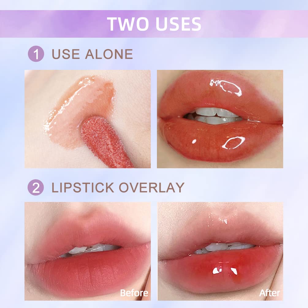 Plumping Lip Oil,Tinted for Lip Care Moisturizing lip oil,Long Lasting Nourishing Non-sticky (#1)