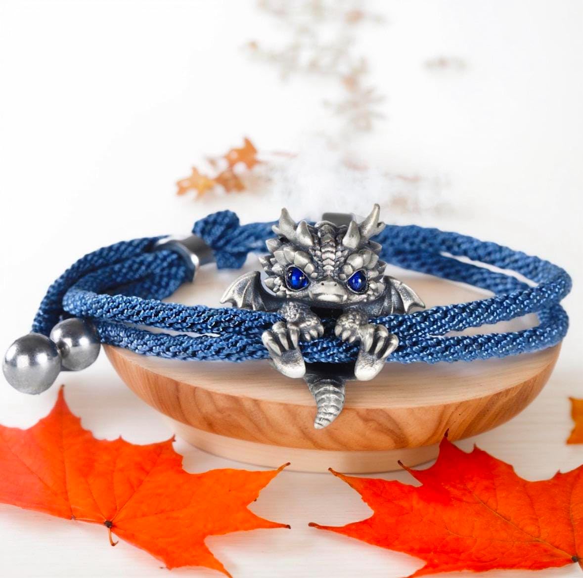 Handmade Sterling Silver Baby Dragon Charm Bracelet, Crystal gemstone eyes,Birthday gift,Friendship gift,Gift for her,Gift for him,Men jewelry,Halloween Jewelry,costum accessories