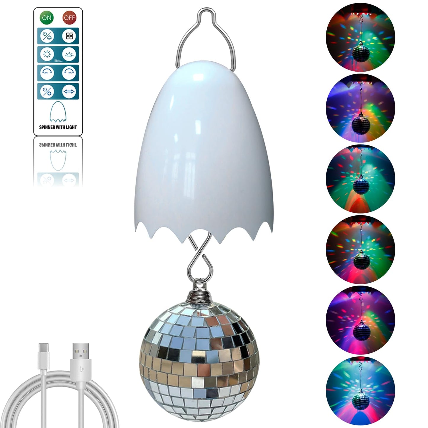 Disco Ball Motor with Remote, 3 Rotating Speed Battery Remote Control Motor, Rotating Disco Ball Light for Christmas Decorations, Parties, Home Decor, Weddings, Nightclubs, Wind Spinner
