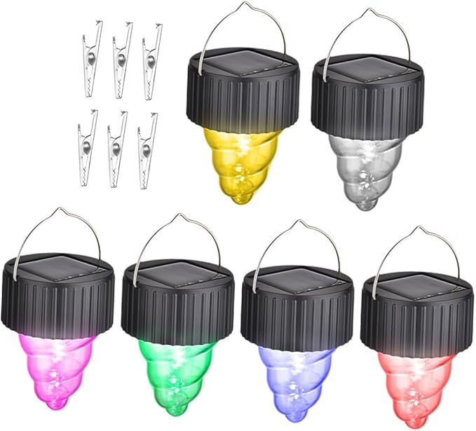 POPETPOP 6-Pack Colorful Solar Pendant Lights LED Outdoor Garden Decor Waterproof Hanging Solar Lamps for Patios Walkways and Events