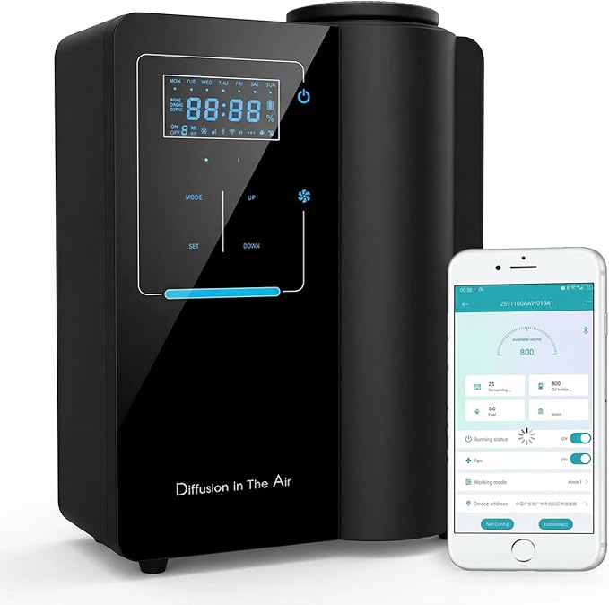 Kevinleo Waterless Essential Oil Diffuser Bluetooth for Max 7,500 Sq.Ft Whole House | 500ml Large Bottle | HVAC System Connect | Aromatherapy Air Fresheners for Large Room,Home, Office, Hotel