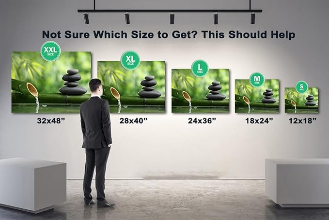 GUTTATY Zen Wall Art Decor, Modern Bathroom Zen Decor Wall Art, Canvas Wall Art for SPA Zen Room Decor, Green Bamboo and Pebble Relaxing Zen Art Prints for Office & SPA Wall Decor 12x18 Inches