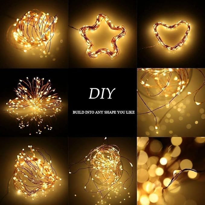 Led String Lights, Mini Battery Powered Copper Wire Starry Fairy Lights, Battery Operated Lights for Bedroom, Christmas, Parties, Wedding, Centerpiece, Decoration (5m/16ft Warm White)