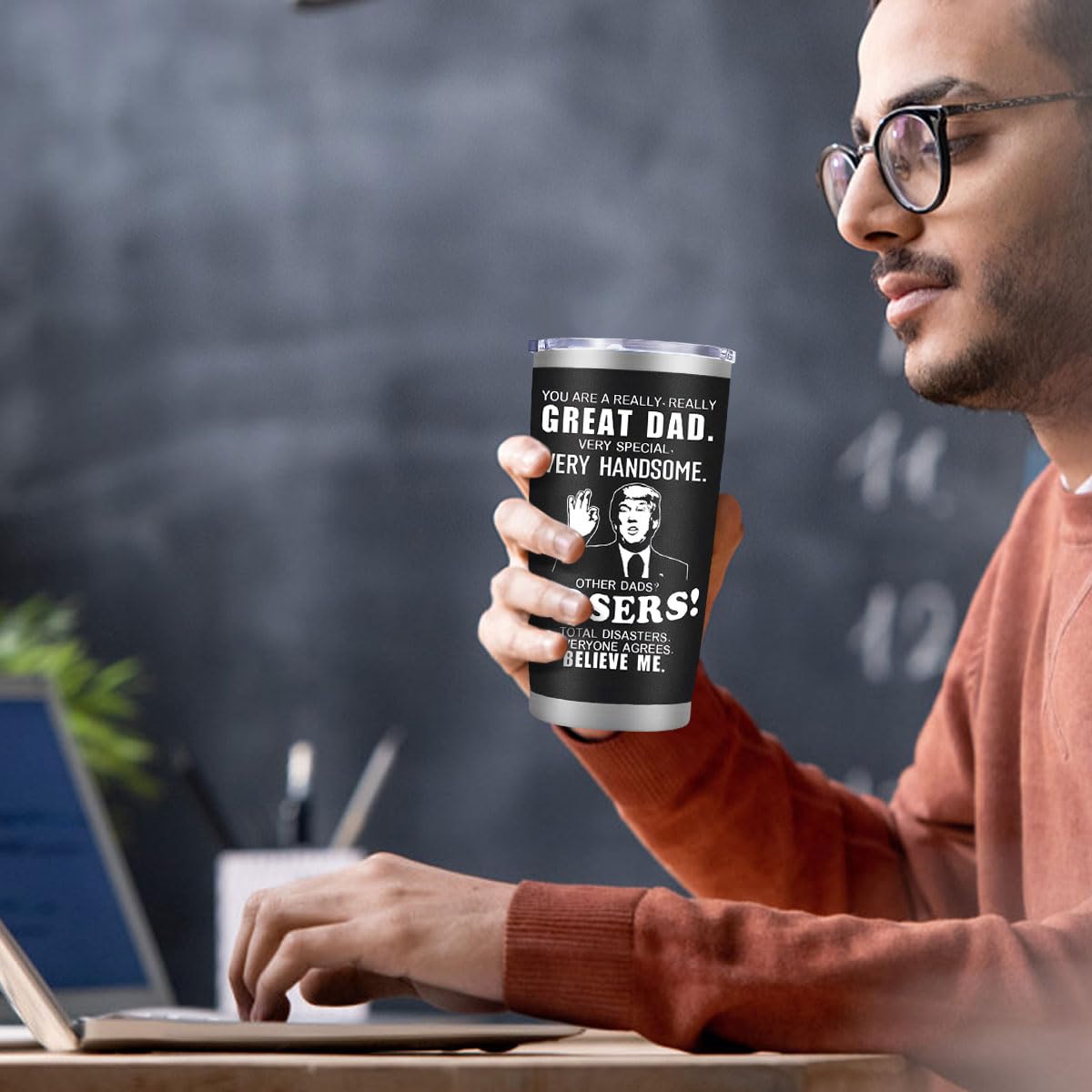 LEIOH Fathers Day Dad Gifts from Daughter Son,Dad Birthday Gifts,Fathers Day Birthday Gift for Men Papa Grandpa Uncle Stepdad,20 oz Tumbler Mug Black