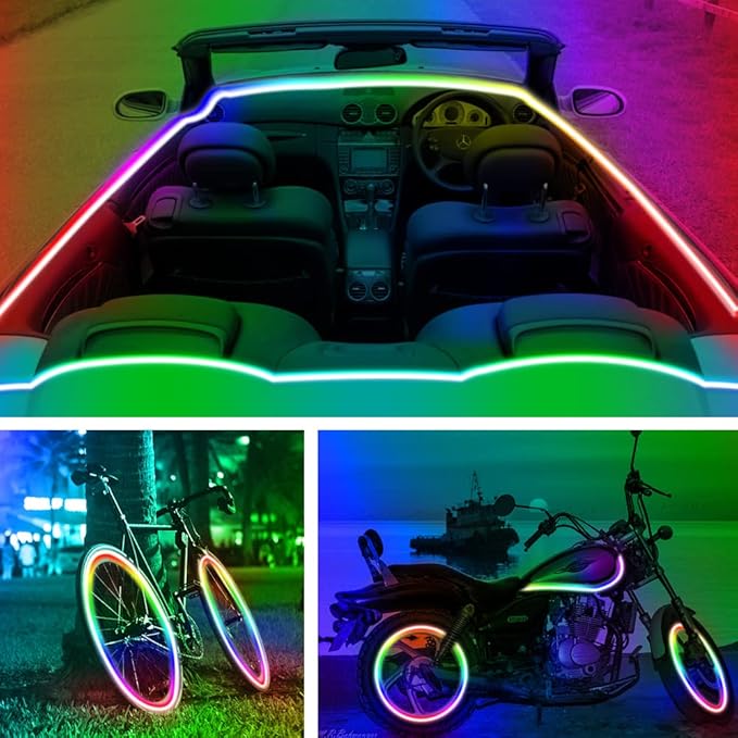 Battery Powered LED Strip Lights 25ft, Battery Operated LED Light Strip Color Changing Music Sync App Remote Control RGB USB Led Lights for TV, Room, Rope Lights