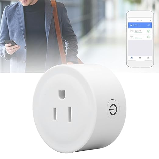 10A WiFi Smart Socket and Receptacle Compatible with Google Home - 3 Hole Mini Smart Plug with Timer and Schedule Function - PC ABS Fireproof Material with Overload and Protection