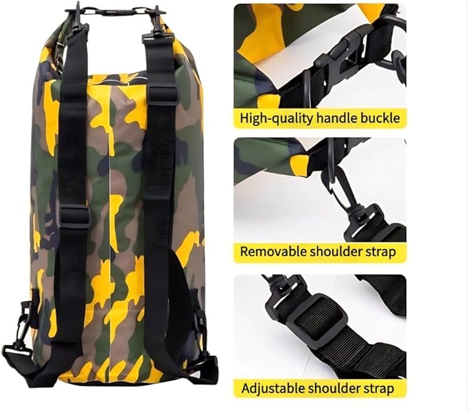 Waterproof Dry Bag Combo 5-30L Roll Top Dry Storage Bag Backpack for Kayaking Boating Beach Camping Travel Fishing, w/Phone Case & Collapsible Water Bottle & Sunglasses & Ear Band,Green 10L