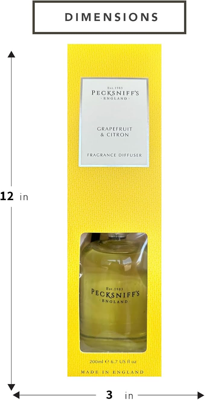 Pecksniff's Classic Reed Diffuser Set | Grapefruit & Citron Scent, Fresh and Zesty Fragrance Reed Diffusers for Home Office Decor | 200ml/ 6.7 fl oz