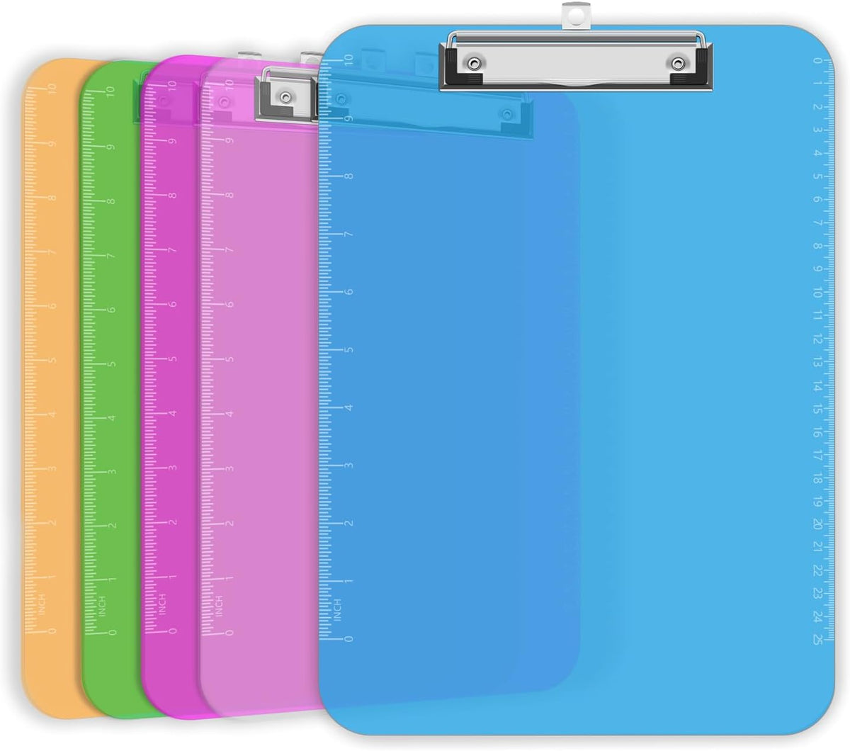 TOTiyea Clipboard Set of 25, 12.5 x 9 Inch Multi Color, Plastic Clipboard with Low Profile Clip, 75 Sheets Capacity, Standard Letter Size