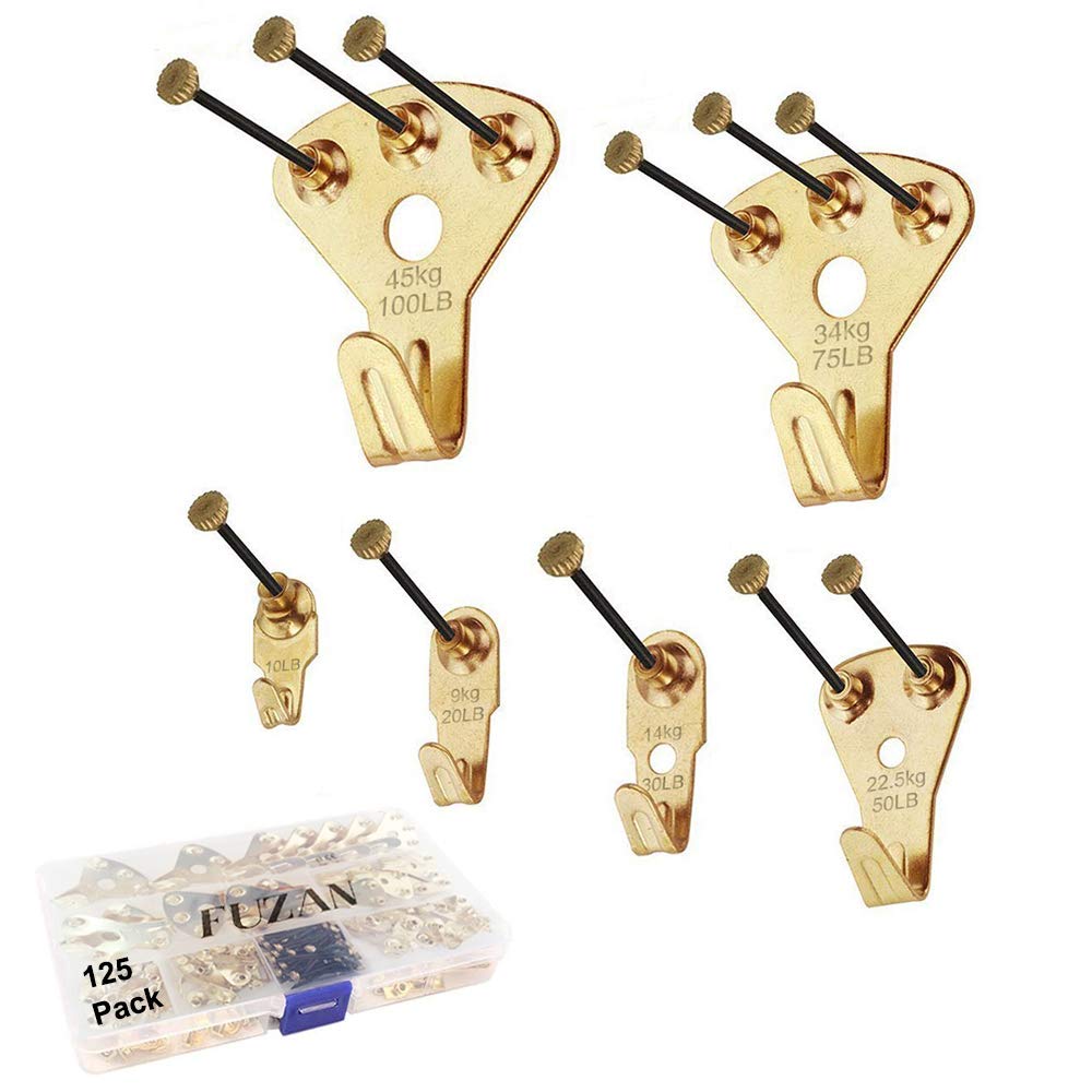 125 Pcs Heavy Duty Picture Hanging Kit With Nails for Wooden/Drywall - Professional Hangers for Canvas, Office Pictures, Clock, House Decoration - Holds 10-100 lbs