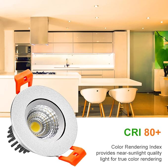 LightingWill 2inch LED Dimmable Downlight, 3W COB Recessed Ceiling Light, Ultra Warm White 2700K, CRI80, 25W Halogen Bulbs Equivalent, Silver(10Pack)