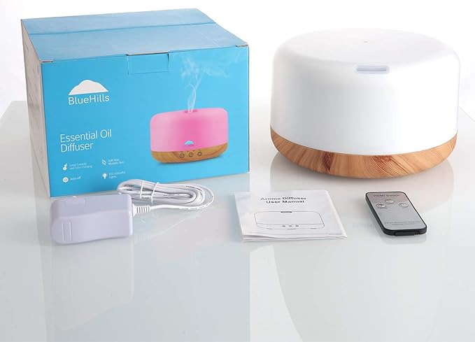 BlueHills Premium Set of Two Large 2500 ML and 1000 ML Round Essential Oil Diffusers Humidifier Combo for Large Room Home with Décor LED Lights Great Gift – Value Pack of Wood Grain
