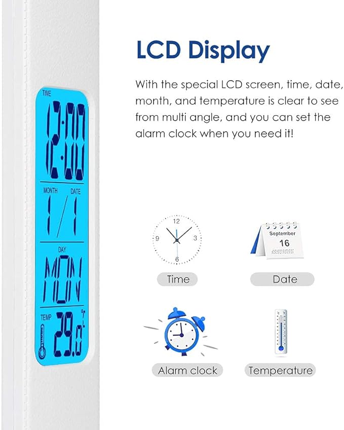 Multifunctional LED Desk Lamp with Wireless Charger,USB Charging Port,Clock,Phone Holder,Desk Lamps for Home Office,Eye-Caring Reading Lamp,Study Lamp for Boys,Girls,Teens,White