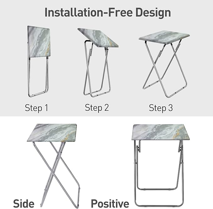 Garden 4 you Portable Folding TV Tray Dinner Snack Trays Table Portable Foldable Table Small Sofa Bedside Tables with Light Weight, 15 x 18.9 x 26 in(Smoky Grey,1PC)