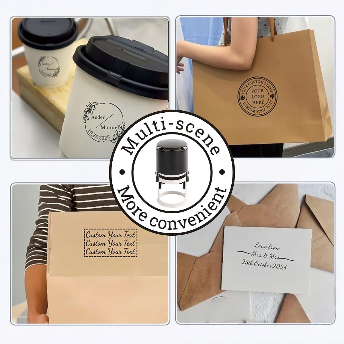 Multi-Size Custom Stamps Self Inking Personalized Logo Name Image Return Address Rubber Stamps for Office Business Personal Use(Rectangle-1.2x1.8inch)