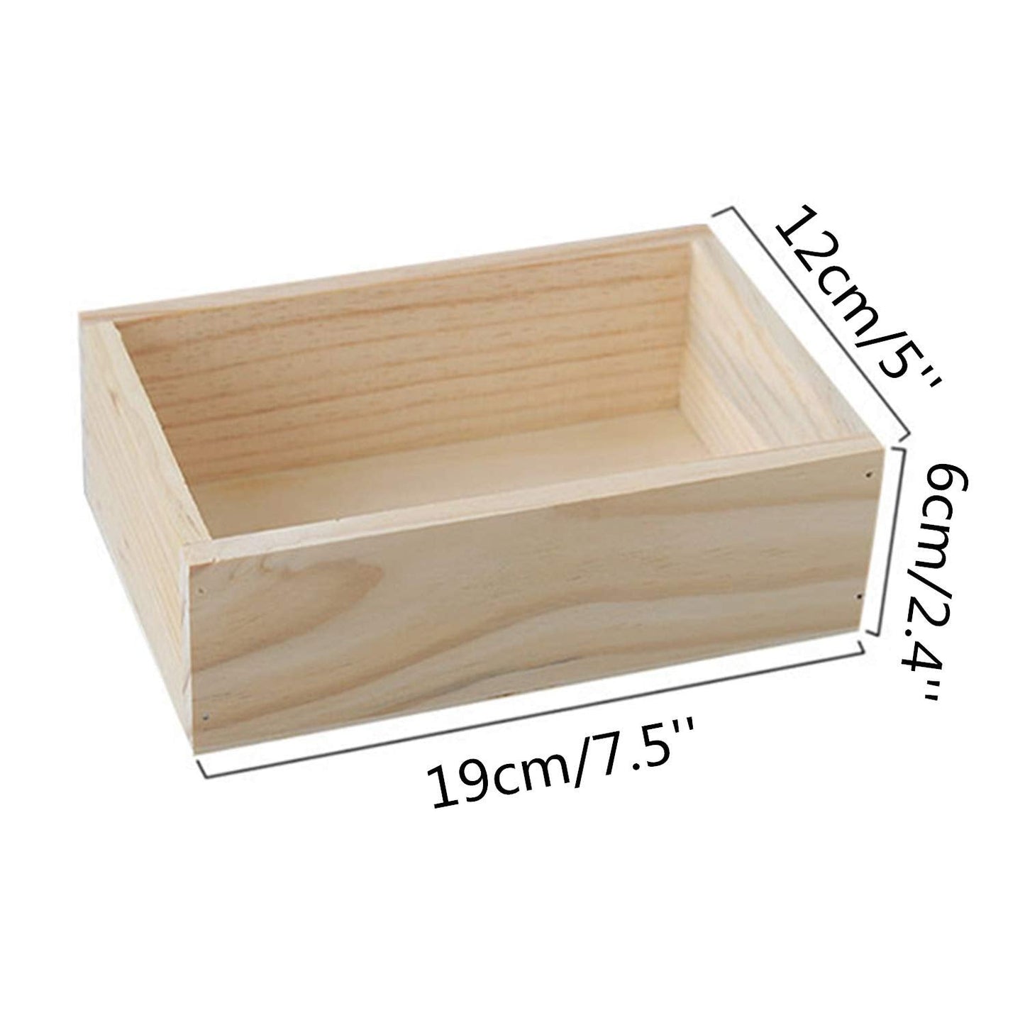 LONG TAO 2 Pcs 7.5" × 5"" × 2.4"" Natural Wooden Succulent Planter Plant Container Box Window Boxes Rectangular Flower Pot Storage Box for Indoor Outdoor Home Venue Decor"