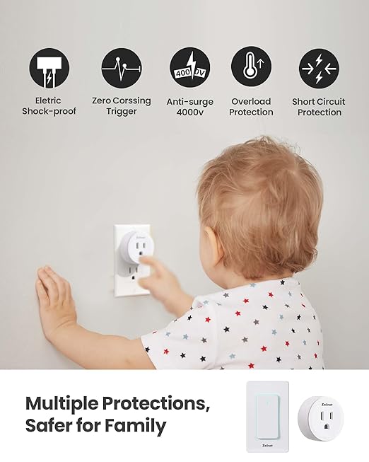Smart Plug Switch, 2.4G WiFi Outlet, Compatible with Alexa, Google Home, Smart Life & IFTTT APP, Voice Control & Timer, Buckle Design & Removable, No Hub Needed, Programmable(2 Pack)