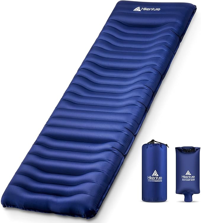 Hikenture Camping Mattress Ultra-Thick 5 Inch,Ergonomic Sleeping Pad with Pillow,Backpacking Sleeping Mat,Ultralight,Inflatable &Compact Camp Air Mattress for Tent,Cot,Hammock(1100-B)