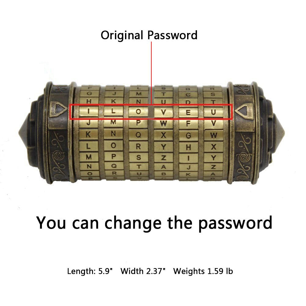 yofit Da Vinci Code Mini Cryptex Lock Puzzle Box with Hidden Compartments for Notes Paper Money Rings Jewelry, Anniversary Romantic Birthday Gifts for Her Men Women Girlfriend