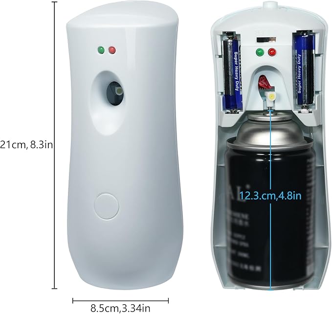 (4-Pack) Automatic Fragrance Dispenser,Automatic Air Freshener Spray Dispenser,Free Standing or Wall Mounted for Home, Indoor, Bathrooms, Offices, Hotels and Commercial Places (White)