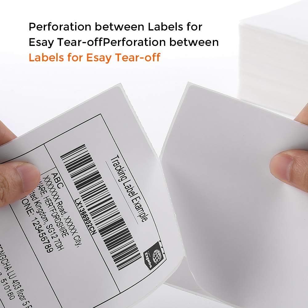 MFLABEL Fanfold 4" x 6" Direct Thermal Labels White Perforated Shipping Labels (2 Stacks)