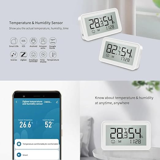 Osprey.life Smart Thermometer Hygrometer: Wi-Fi Enabled Room Temperature Monitor with APP Alerts, Linkable to Humidifiers and Temperature Regulation Devices, Simple Elegant Design, White