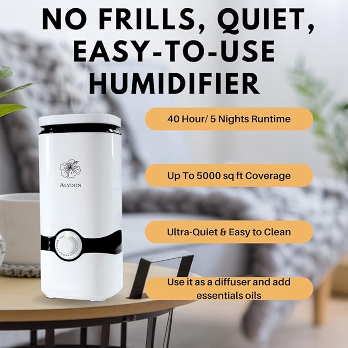 Cool Mist Humidifiers - Essential Oil Top Fill Humidifier Cool Ultrasonic Humidifier Quiet Air Diffuser for Large Room & Easy to Clean with Filter & Oil Diffuser Plant Bedroom Humidifier