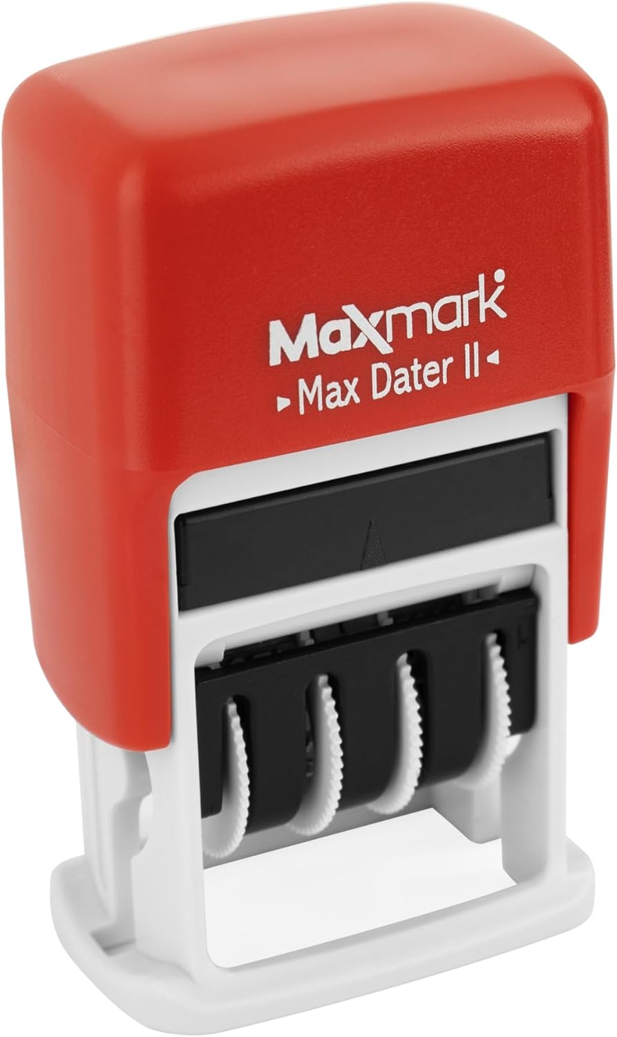MaxMark Self-Inking Rubber Date Office Stamp with MAILED Phrase & Date - RED Ink (Max Dater II), 12-Year Band