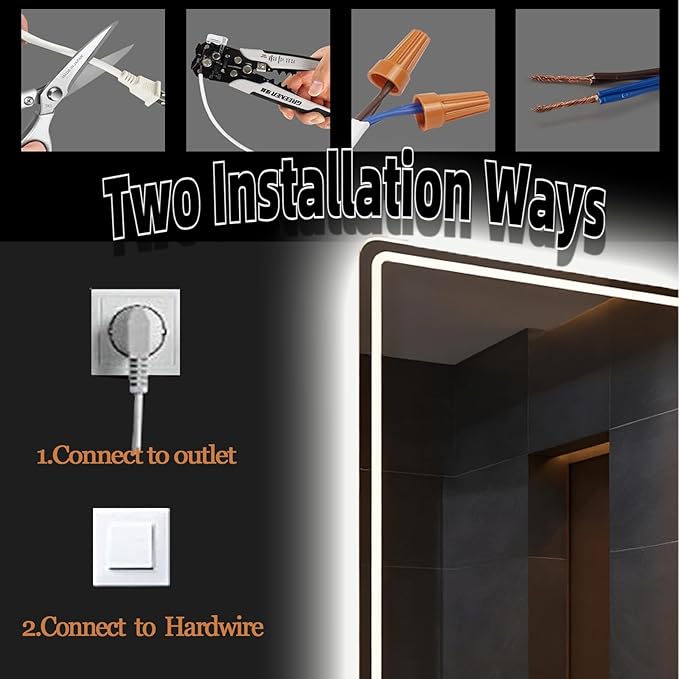 LTFUUAI 20"X28" LED Bathroom Mirror with Lights, Smart Touch 3-Color Dimming Lighted Vanity Mirror Wall Mounted, Anti-Fog Shatterproof with Front & Back Light, for Bathroom Vanity