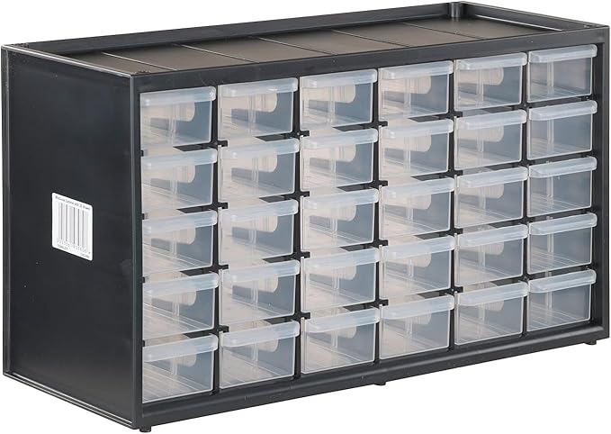 CRAFTSMAN Storage Organizer, 30 Small Drawer Modular Storage System, Easily Stackable (CMST40730), Plastic, Black, White