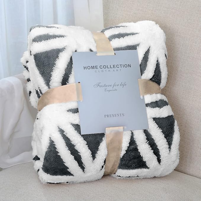 LOMAO Sherpa Fleece Blanket Fuzzy Soft Throw Blanket Dual Sided Blanket for Couch Sofa Bed (Dark Grey, 90''x110'')
