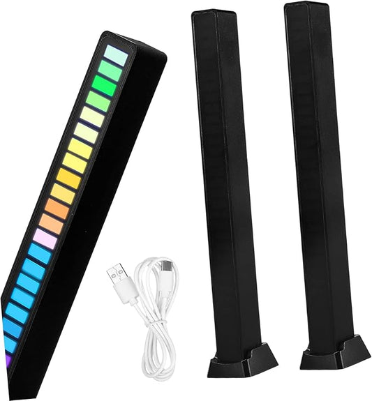 2-Pack RGB Rhythm Light Bars Rechargeable Sound Activated LED Lights for Ambient Lighting in Car and Bedroom Voice Activated Adjustable Brightness