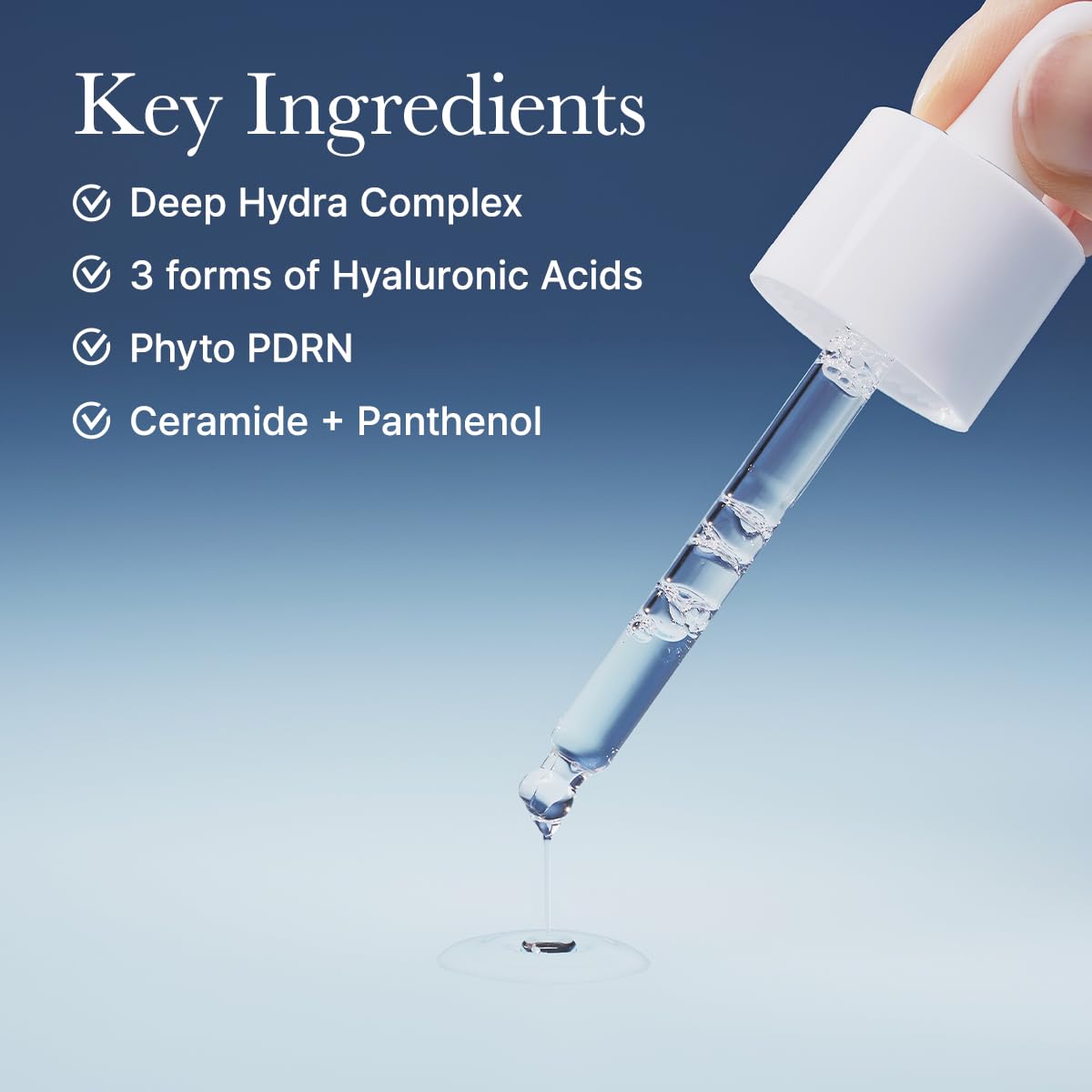 Deep Hydration Serum - Cica PDRN + Hyaluronic Acid + Ceramide, Panthenol, Smooths fine line for plump glass skin, Korean Skincare 30ml 1.01 fl.oz
