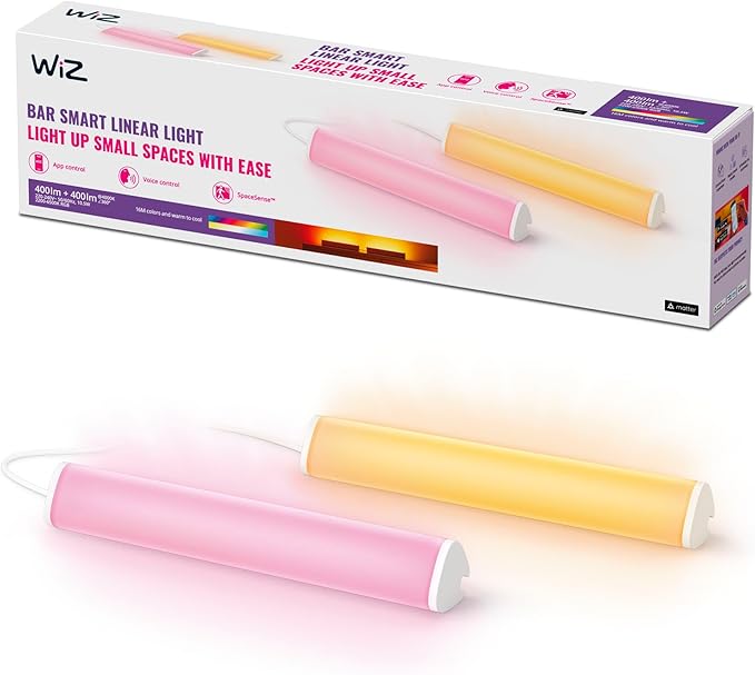 WiZ Connected Portable LED Light Bar, 1 Pack, Flowing Multicolor LED Color-Changing Light Bar For Your Smart Home, Compatible with Alexa and Google Home Assistant