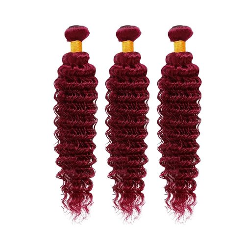 Giginger Bundles Human Hair Burgundy 99J Deep Wave Human Hair Bundles 16 18 20 inch Wine Red Unprocessed Quick Weave Soft Sewn In Hair Extensions for Black Women