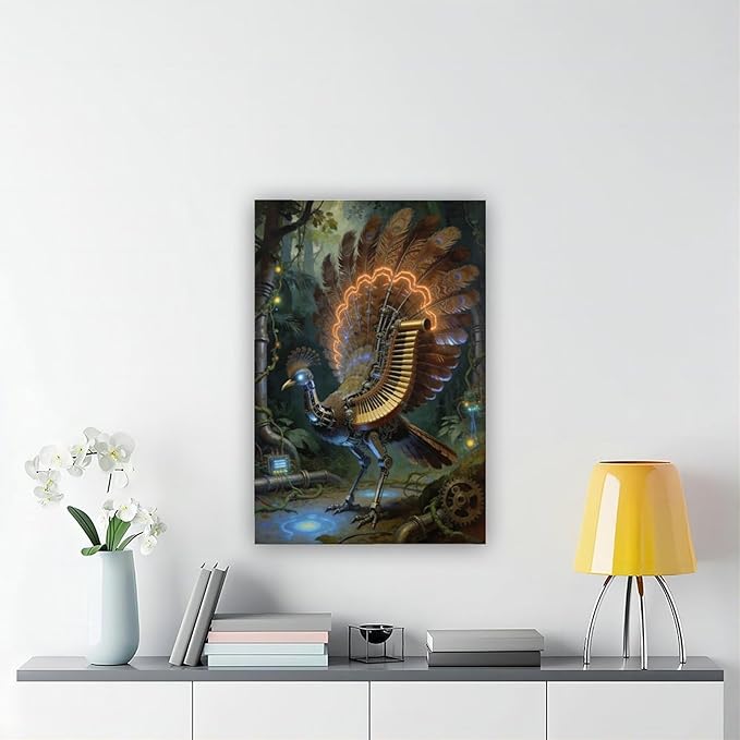 Framed Mechanical Fantasy Wall Art for Living Room TV Wall Vintage Steampunk Aesthetic Home Decor 08x12inch(20x30cm)
