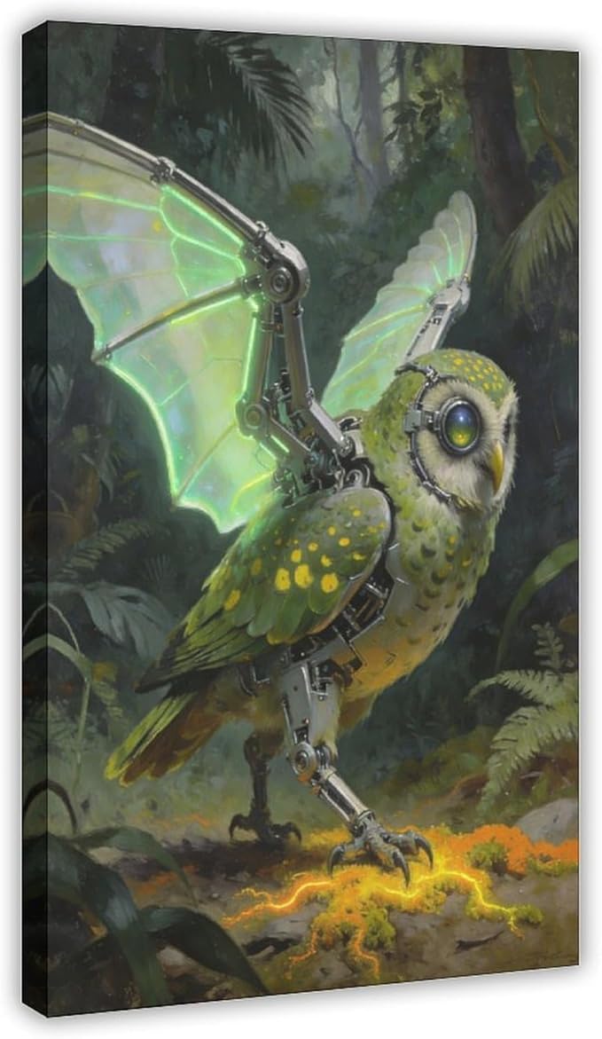Framed Cyber Fantasy Wall Art for Living Room And Home Office Modern Sci Fi Nature Inspired Decor 24x36inch(60x90cm)
