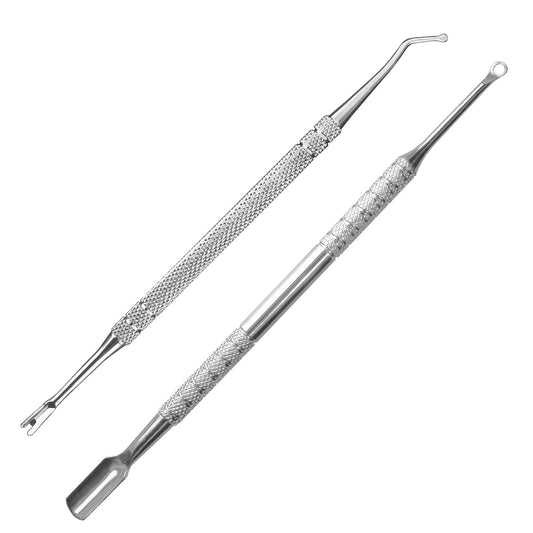 Premium Stainless Steel Manicure Tools 2-Piece Set, Upgrade Gel Nail Polish Remove Tool & Cuticle Pusher, Cuticle Trimmer & Nail Lifter, Durable&Hygienic, For Women