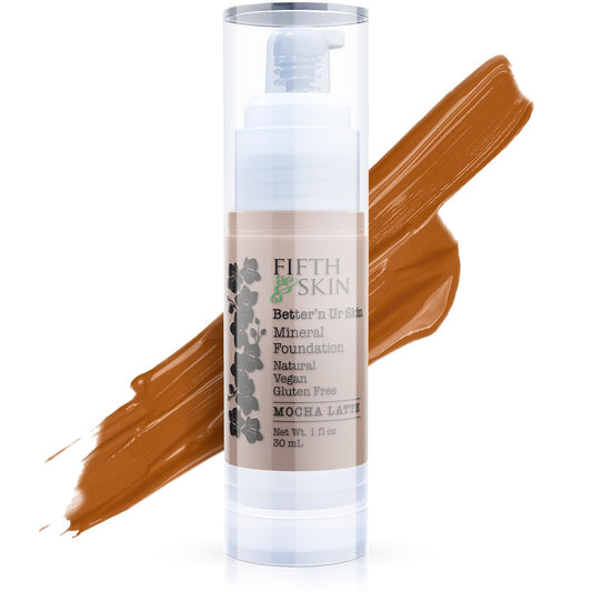Fifth & Skin: Betterân Ur Skin Liquid Foundation (MOCHA LATTE) - Natural, Organic, Vegan, Cruelty-Free - Gluten-Free Beauty with Buildable Coverage and Palm-Free Luxury - 1 oz