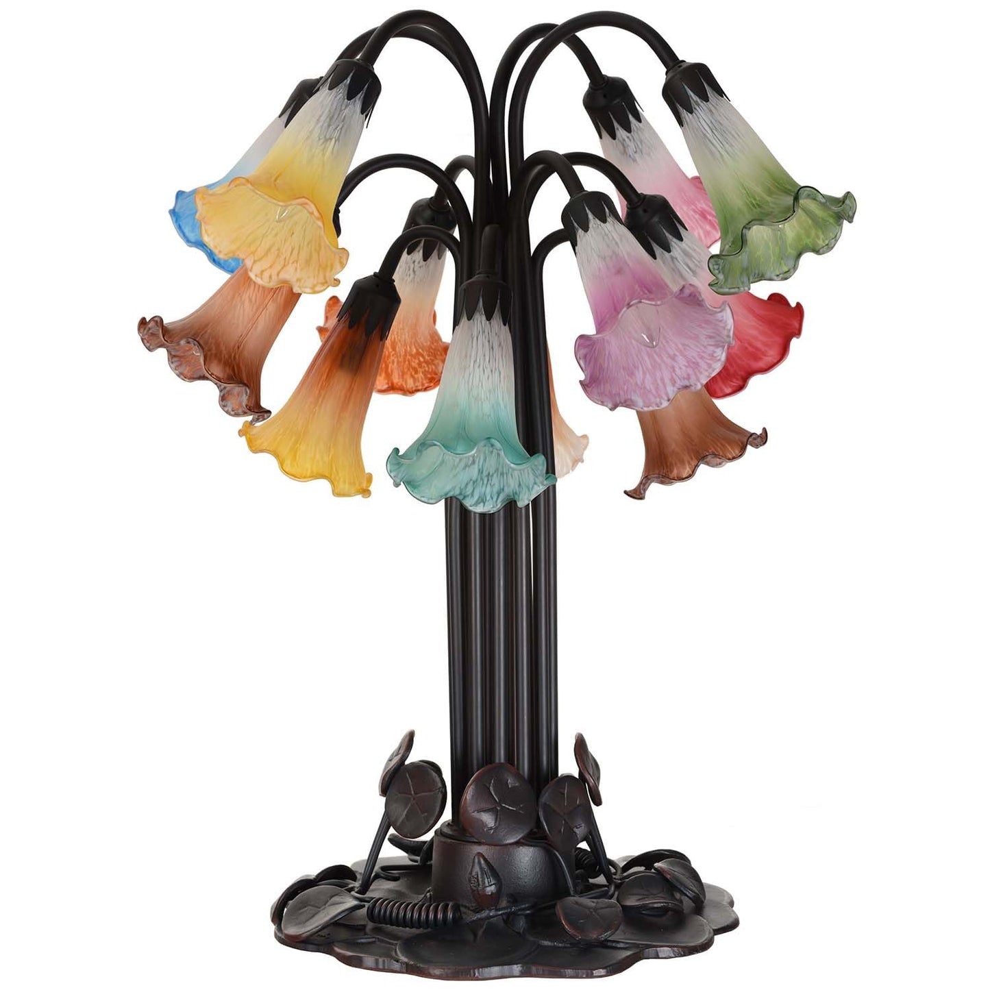 Bieye LS04S Lily Flower Blown Glass Lampshade (White Blue, Opening I.D. 0.87" x O.D. 1"")"