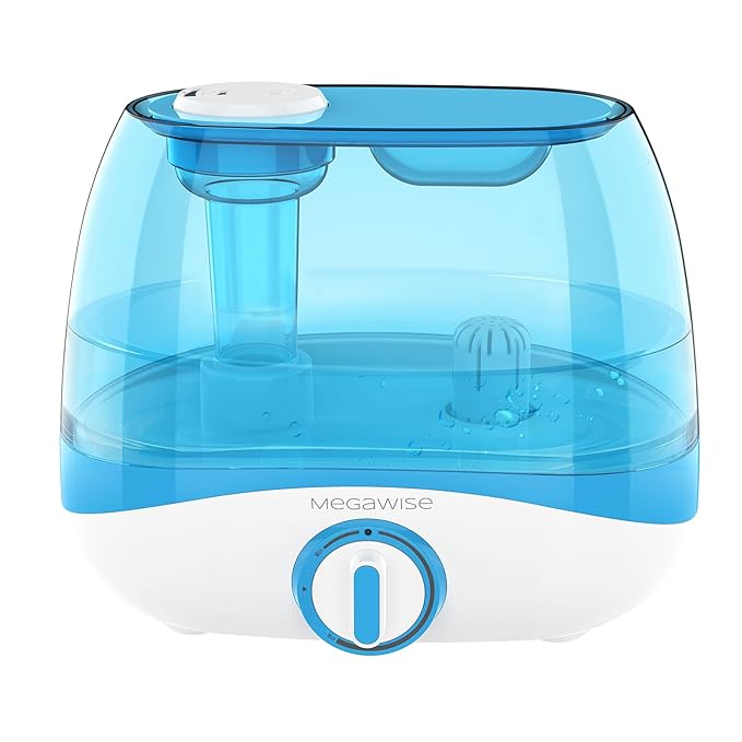 MegaWise Humidifiers for Bedroom Home, 5.0L Cool Mist Humidifier for Home Plant and Baby Nursery, Quiet Ultrasonic Humidifier with 360° Nozzle, Auto Shut-Off, Blue