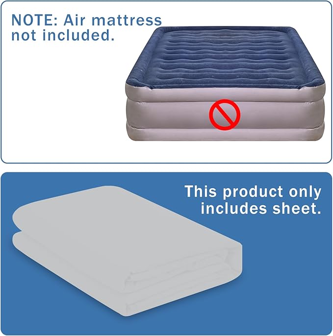 Bedecor Air Bed Sheets for Mattress Cover Removable Bed and Elastic Band Super Soft and Breathable & Deep up to 21" Light Gray King