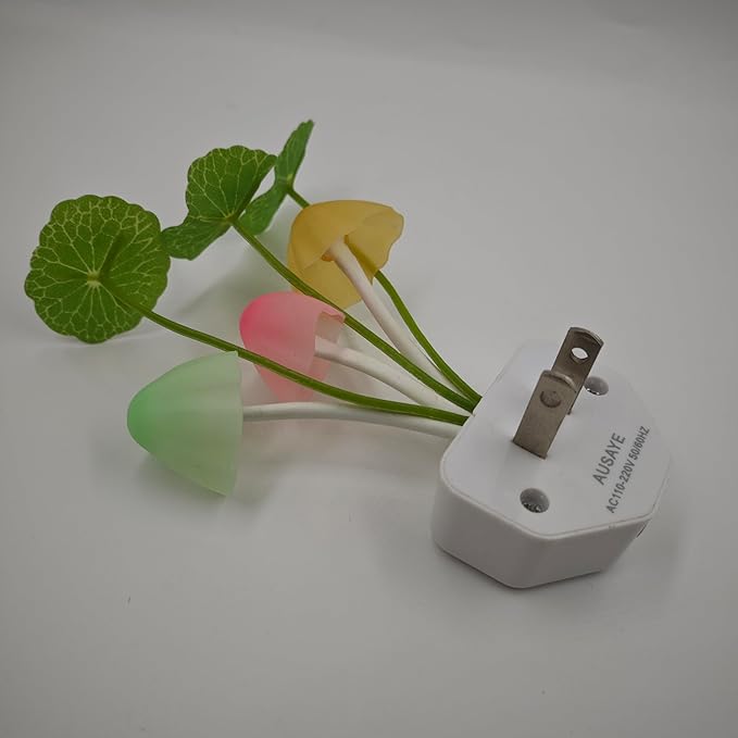 AUSAYE 2 Pack Sensor Led Night Light Plug-in Wall Lamp Color Changing Mushroom Night Light for Kids Adults NightLight Bedroom,Bathroom,Toilet, Stairs, Kitchen
