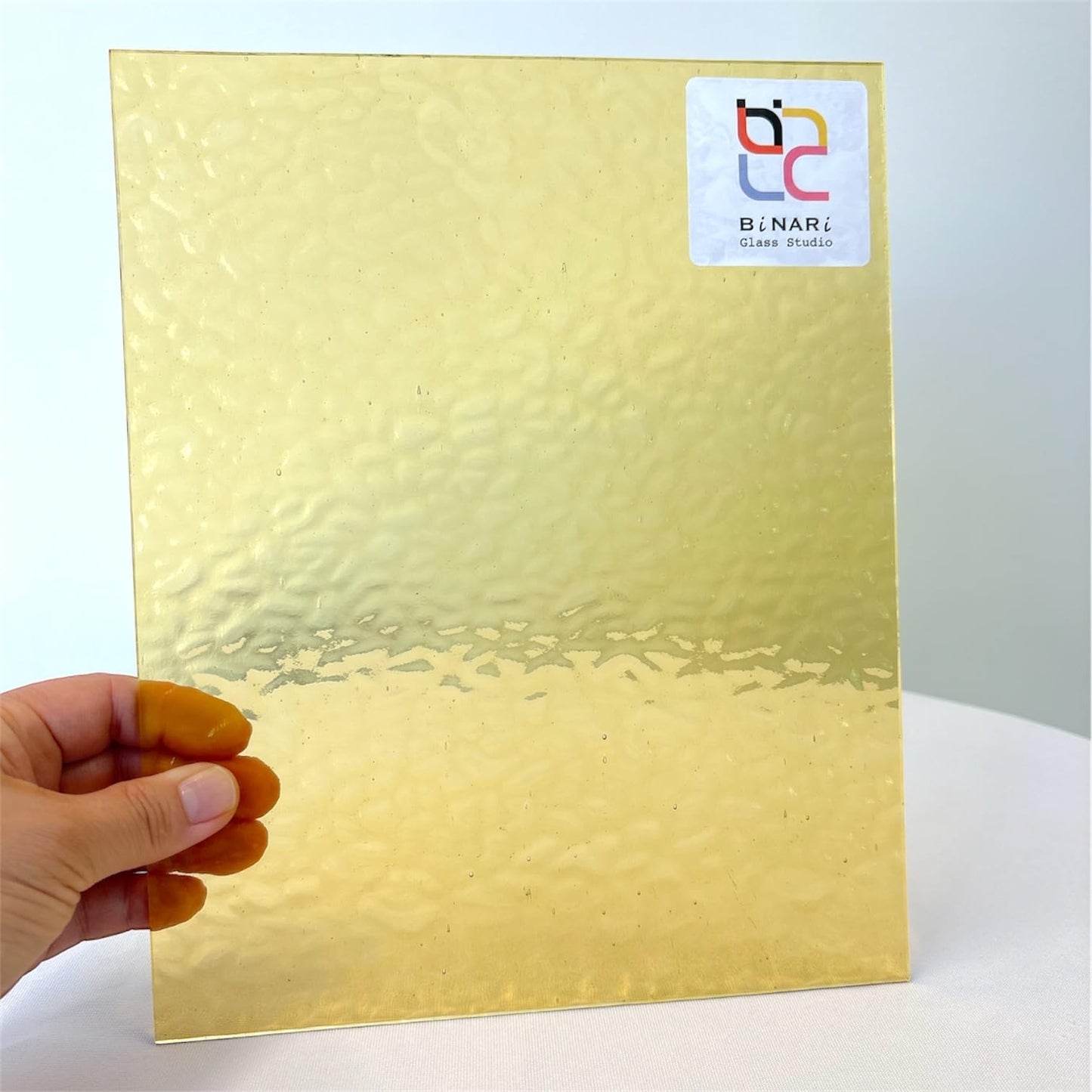 Wissmach Stained Glass Sheet: Light Amber English Muffle (8"x12""-1 Sheet) | Curated by BiNARi Glass Studio"