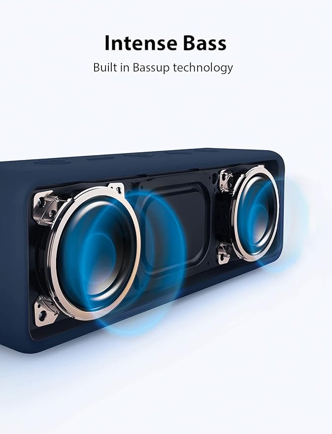 Anker Soundcore 2 Portable Bluetooth Speaker with Stereo Sound, Bluetooth 5, Bassup, IPX7 Waterproof, 24-Hour Playtime, Wireless, Speaker for Home, Outdoors, Travel- Navy Blue