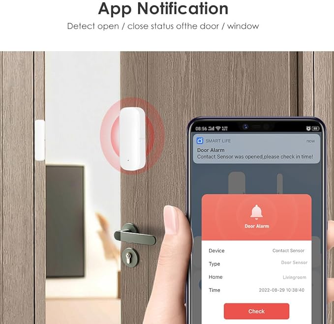Mengshen 4 Pack Smart WiFi Door Window Sensor No Hub Required Wireless Contact Sensor for Home Security Compatible with Tuya Smart Home Devices Alexa and Google Assistant